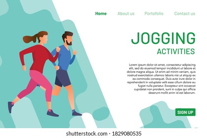 Jogging activity concept for landing page, website, and mobile. Modern illustration for healthy concept