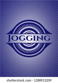 Jogging badge with denim texture