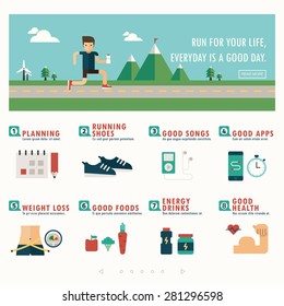 jogging banner and infographic vector