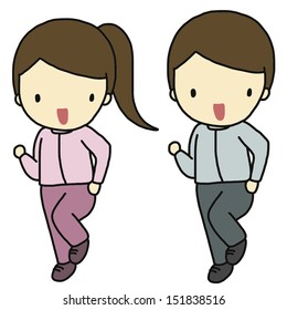Jogging boy and girl