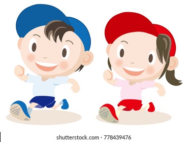 jogging boy and girl