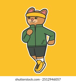 Jogging Cat Vector Cute Illustration