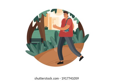 Jogging in the city park Illustration Vector Illustration concept. Flat illustration isolated on white background.
