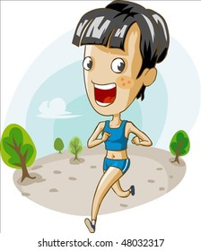 Jogging in the city. vector illustration