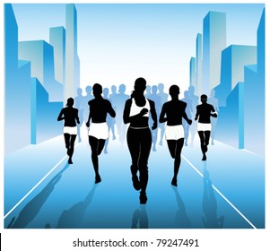 Jogging in the city. vector illustration