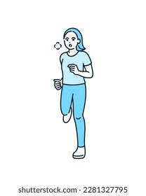 Jogging. Clip art of woman running for fitness.
