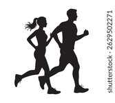 Jogging Couple Silhouette - Fitness and Healthy Lifestyle 2
