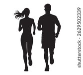 Jogging Couple Silhouette - Fitness and Healthy Lifestyle