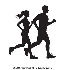 Jogging Couple Silhouette - Fitness and Healthy Lifestyle 2