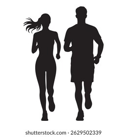 Jogging Couple Silhouette - Fitness and Healthy Lifestyle