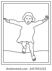 Jogging drawing in coloring page design template 