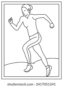 Jogging drawing in coloring page design template 