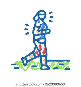 jogging elderly leisure doodle icon sketch vector. jogging elderly leisure sign. isolated symbol illustration