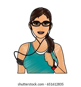 Jogging girl cartoon scribble
