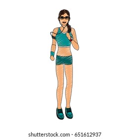 Jogging girl cartoon scribble