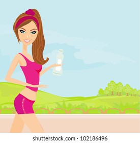 Jogging girl in summer