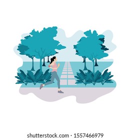 jogging girl vector flat illustration