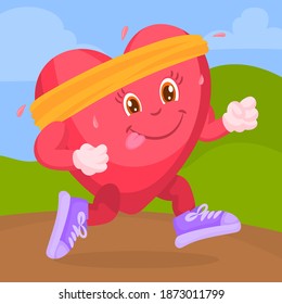 Jogging heart for a healthy lifestyle on world heart day