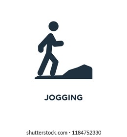 Jogging icon. Black filled vector illustration. Jogging symbol on white background. Can be used in web and mobile.