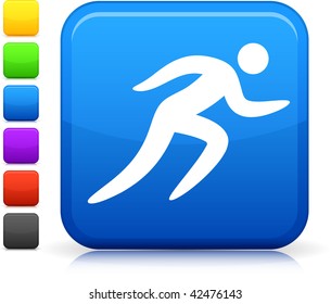 Jogging icon on square internet button  Six color options included.