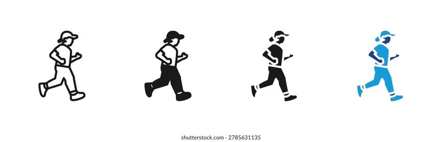 Jogging icon set multiple style collection