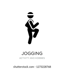 jogging icon vector on white background, jogging trendy filled icons from Activity and hobbies collection, jogging simple element illustration