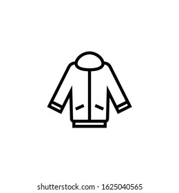 Jogging jacket vector icon in outline, linear style isolated on white background