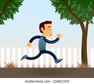 Jogging man vector cartoon illustration