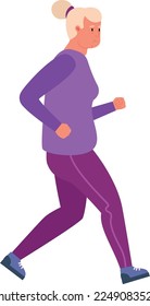 Jogging old woman. Senior running. Active lifestyle isolated on white background