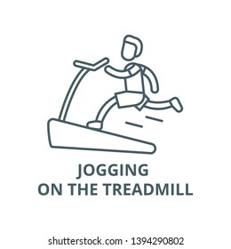 Jogging on the treadmill vector line icon, linear concept, outline sign, symbol