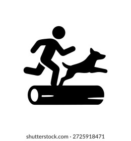 Trotar Sobre Obstáculos Con Icono De Perro Aislado Sobre Fondo Blanco