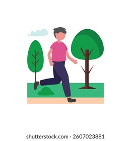 Jogging in park Flat Vector Illustration