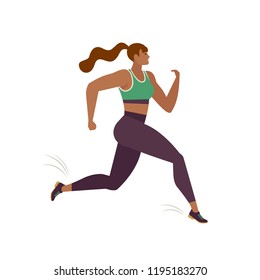 Jogging person. Runner in motion. Running women sports background. People runner race, training to marathon, jogging and running illustration.