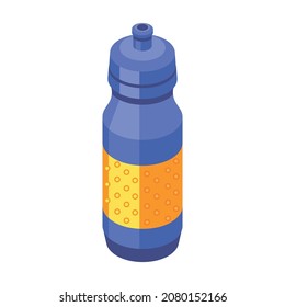 Jogging running people fitness accessories isometric composition with isolated image of plastic bottle for water vector illustration