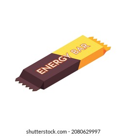 Jogging Running People Fitness Accessories Isometric Composition With Isolated Image Of Energy Bar Vector Illustration