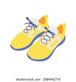 Jogging running people fitness accessories isometric composition with isolated image of boots for jogging vector illustration