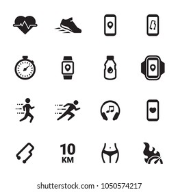 Jogging, running people icons set