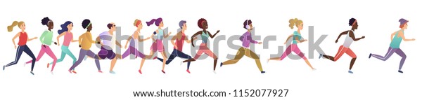 Jogging Running People Sport Running Group Stock Vector (Royalty Free ...