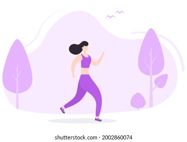 Jogging or Running Sports Background Illustration Men and Women for Active Body, Healthy Lifestyle, Outdoor Activities Template