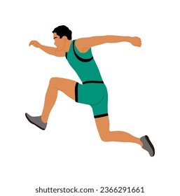 Jogging, running young man. Active healthy lifestyle. Sportsman, athlete exercising, taking part in competition, marathon, workout. Flat vector illustration isolated on white background. 