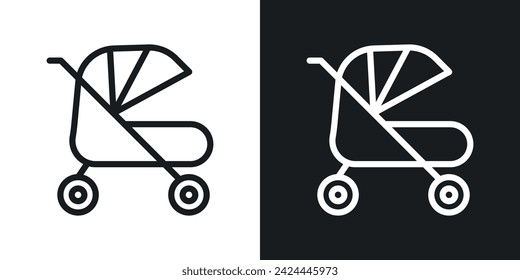 Jogging Stroller Icon Designed in a Line Style on White Background.