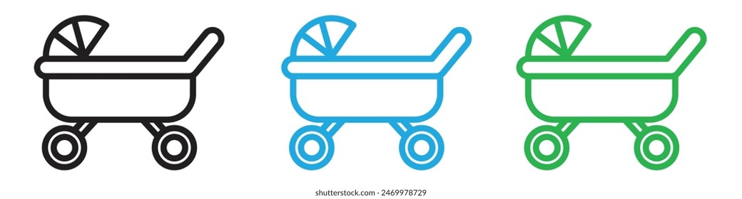 Jogging stroller icon line art vector