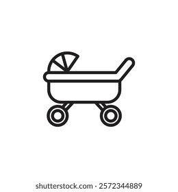 Jogging stroller icon Vector flat thin line illustration