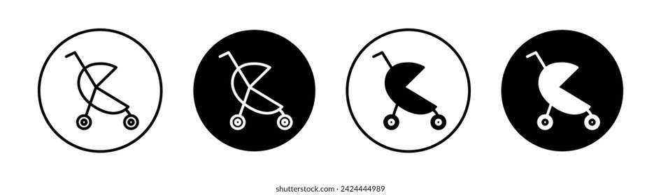 Jogging Stroller Vector Line Icon Illustration.