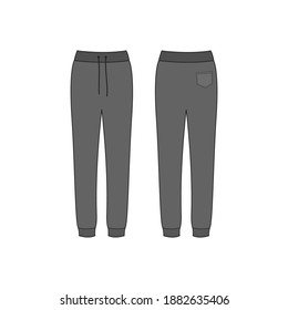 jogging trouser vector tech pack template. winter pant tech pack.