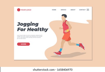 jogging Vector illustration - man running. Banner, site, poster template with place for your text.
