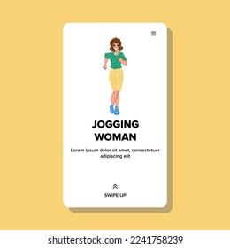 vector mujer trotando. entrenamiento de corredores, deporte de carreras, entrenamiento de fitness, ejercicio físico, atleta trotar mujer web plana ilustración de dibujos animados