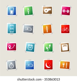Jogging and workout card icons for web