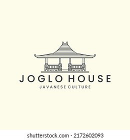 joglo house with linear style logo icon template design. home, javanese , traditional, culture, vector illustration