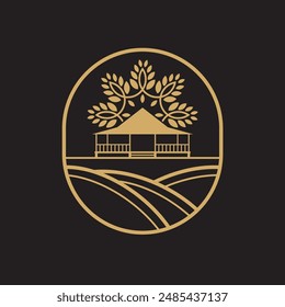 Logo de la casa de madera Joglo con matices naturales